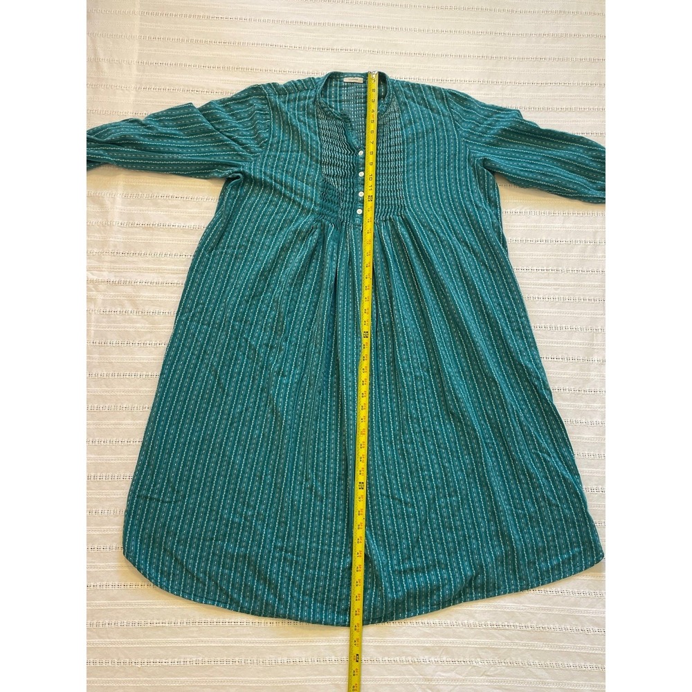 L.L. Bean Dobby Pintuck‎ Nightgown. Size XL Petite Teal/White 100%Cotton Granny - Picture 8 of 10